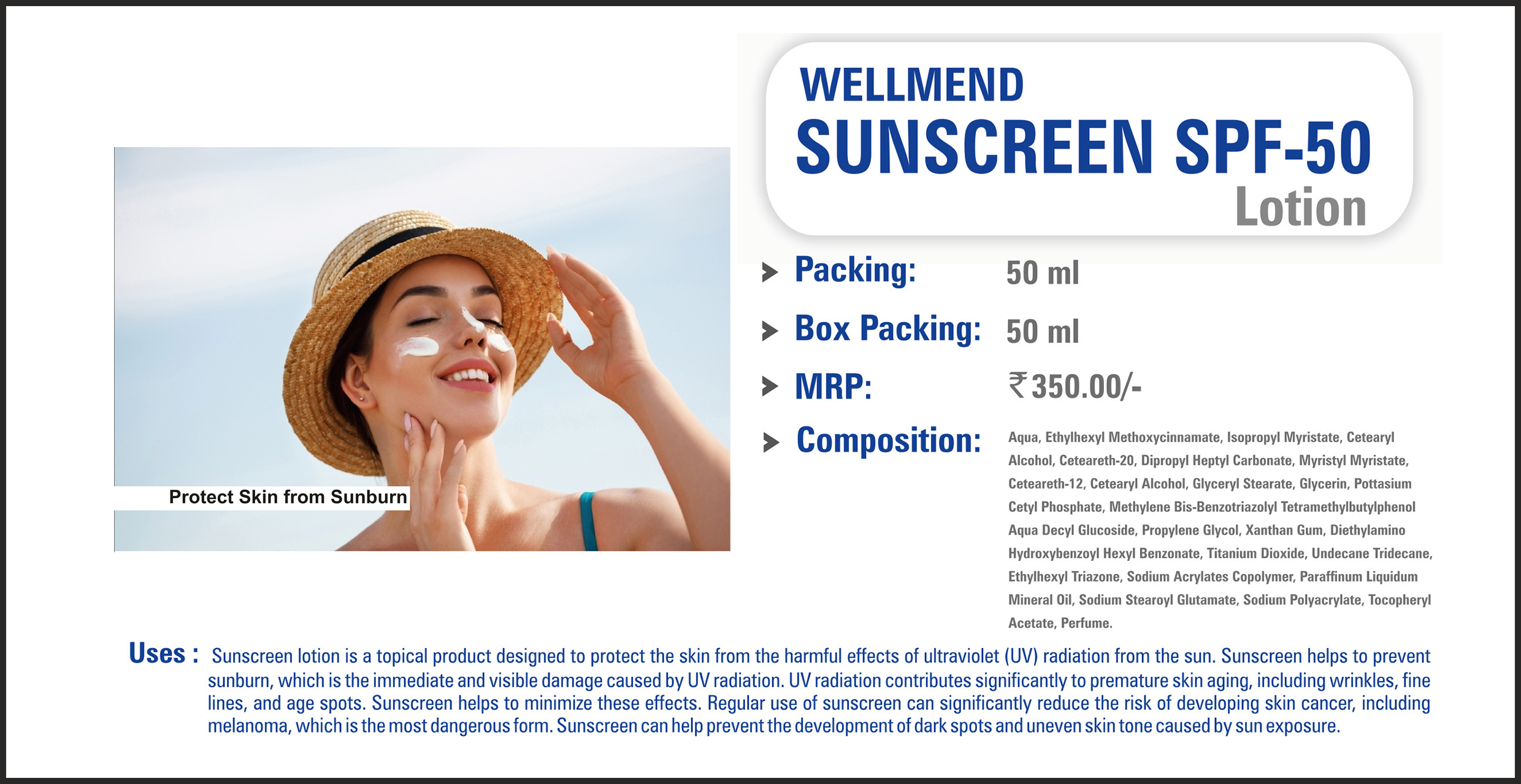 WELLMEND SUNSCREEN SPF-50 Lotion