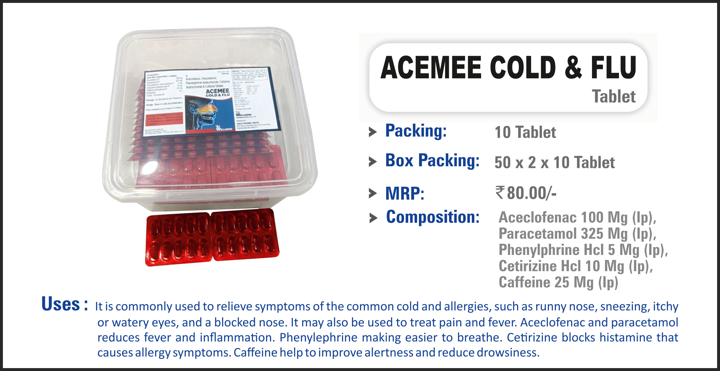 ACEMEE COLD & FLU Tablet 100+20